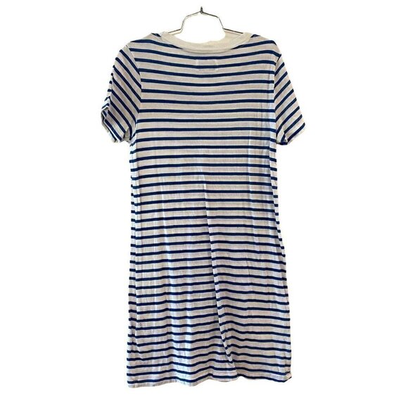 Current Elliot Womens The Beatnik Striped T Shirt Dress White Blue Size 2 Medium - Picture 4 of 7
